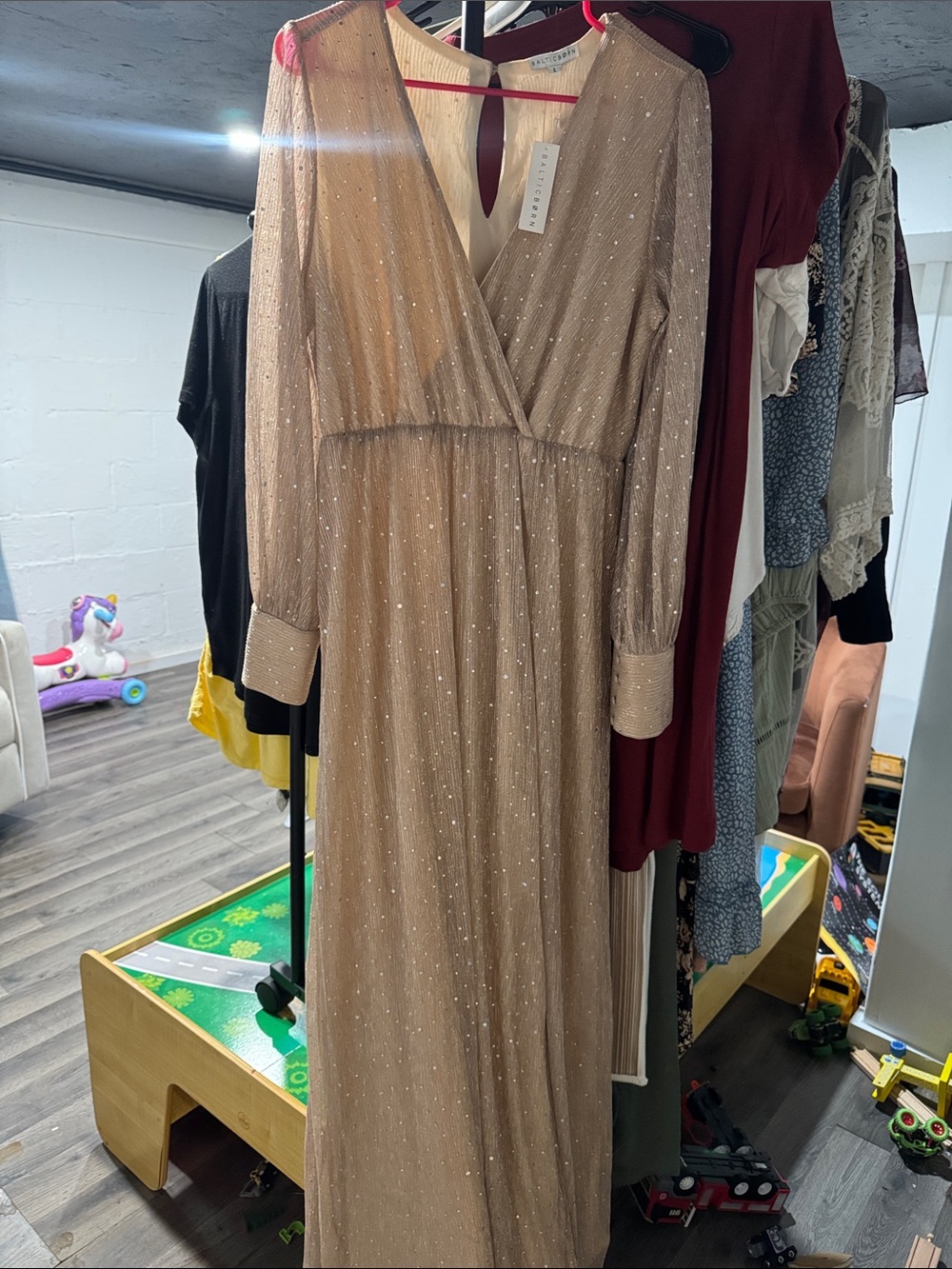 Baltic Born Champagne Sparkle Long Sleeve Maxi Dress